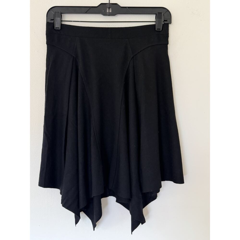 Helmut Lang Black Asymmetrical Wool Handkerchief Hem Skirt Size Small